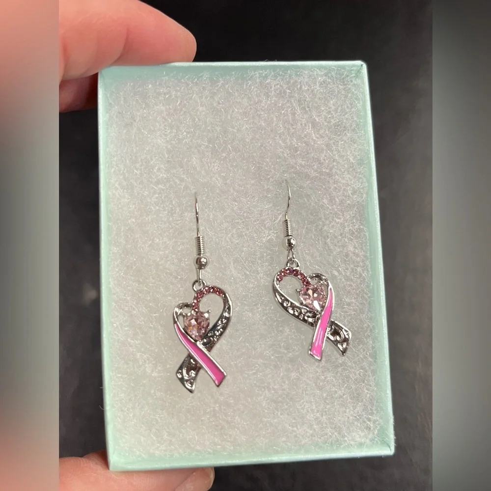 Breast Cancer Ribbon earrings